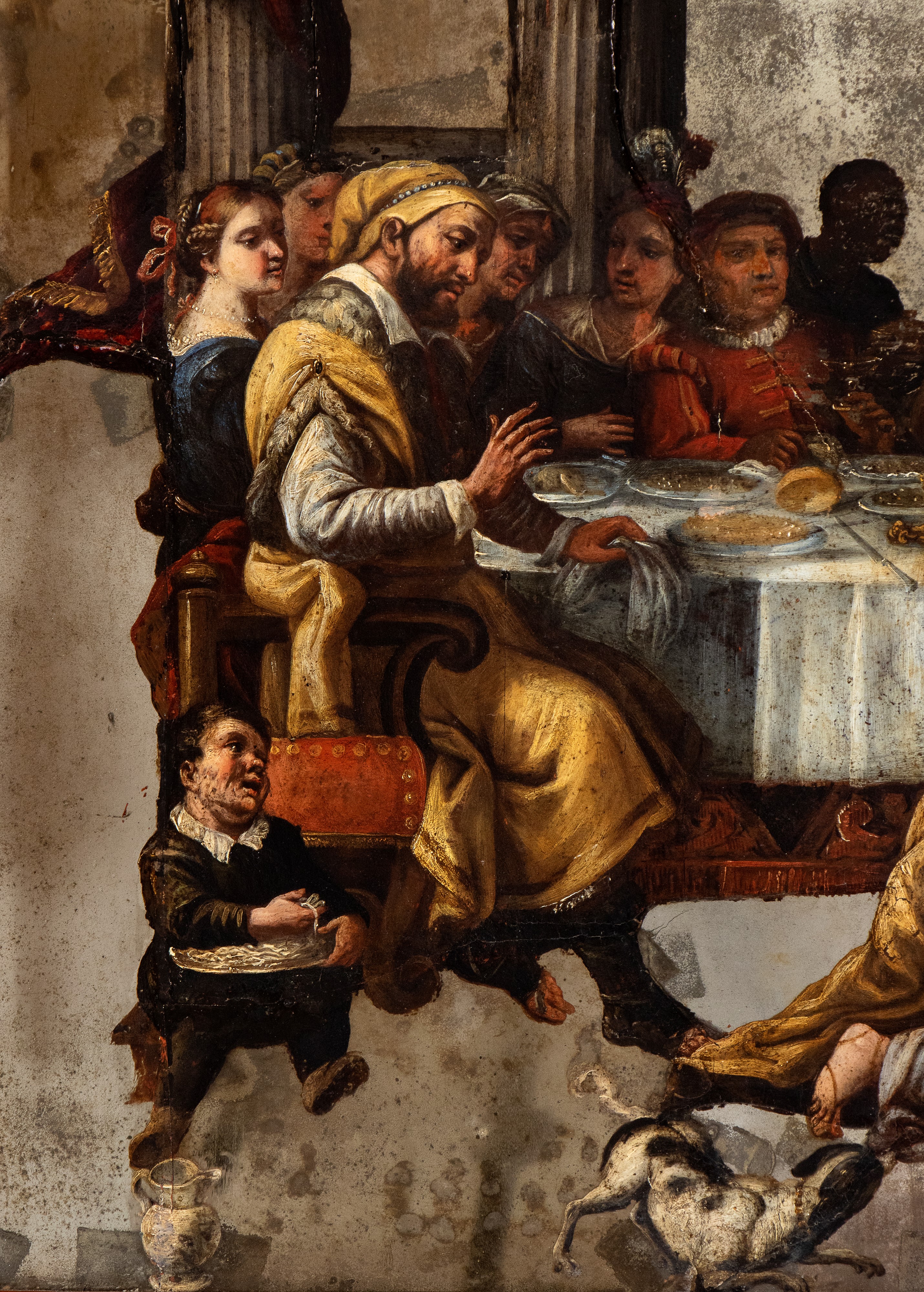 Luca Giordano - A) Cena in Casa del Fariseo; B) le Nozze di Canaan. Coppia di Dipinti