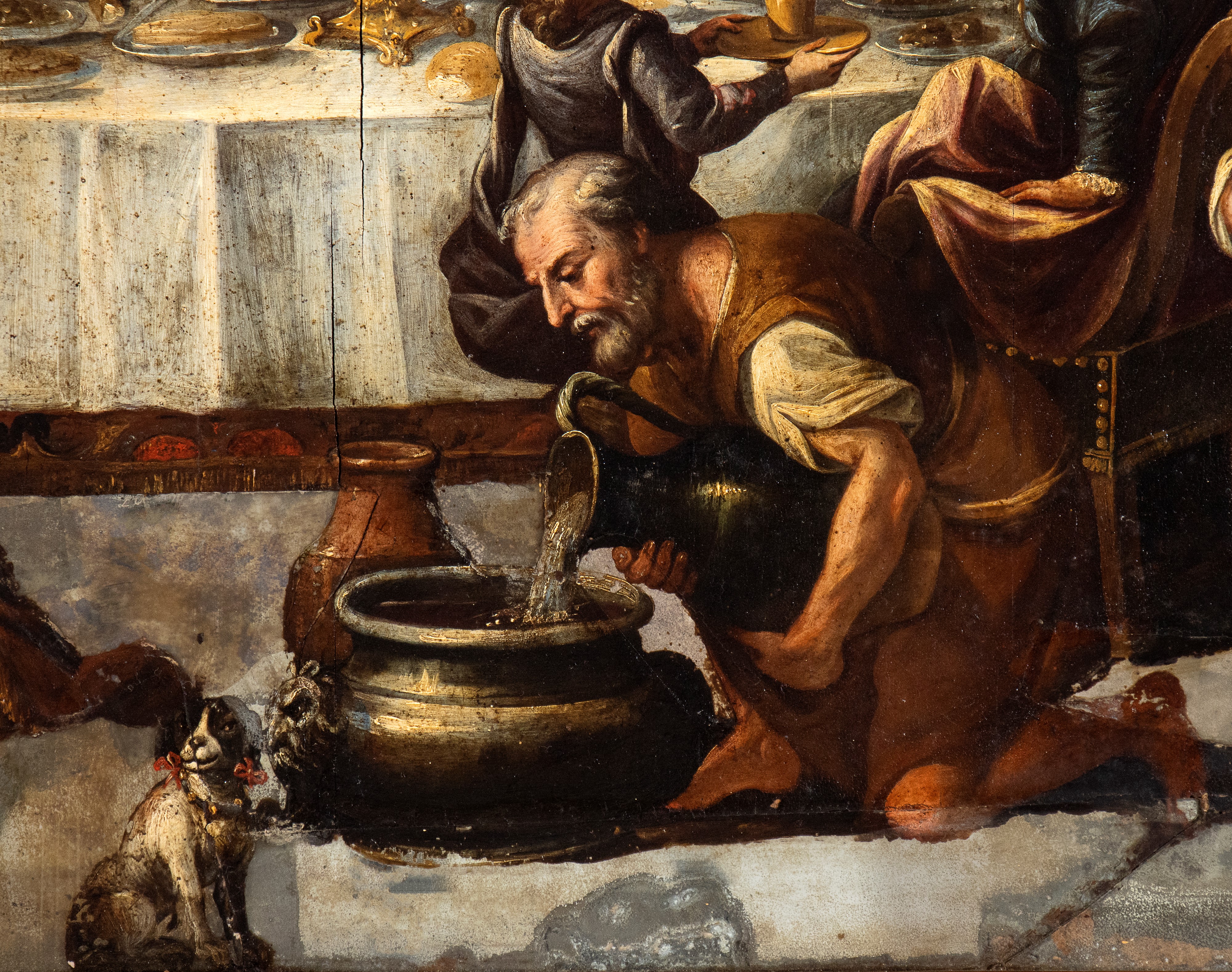 Luca Giordano - A) Cena in Casa del Fariseo; B) le Nozze di Canaan. Coppia di Dipinti