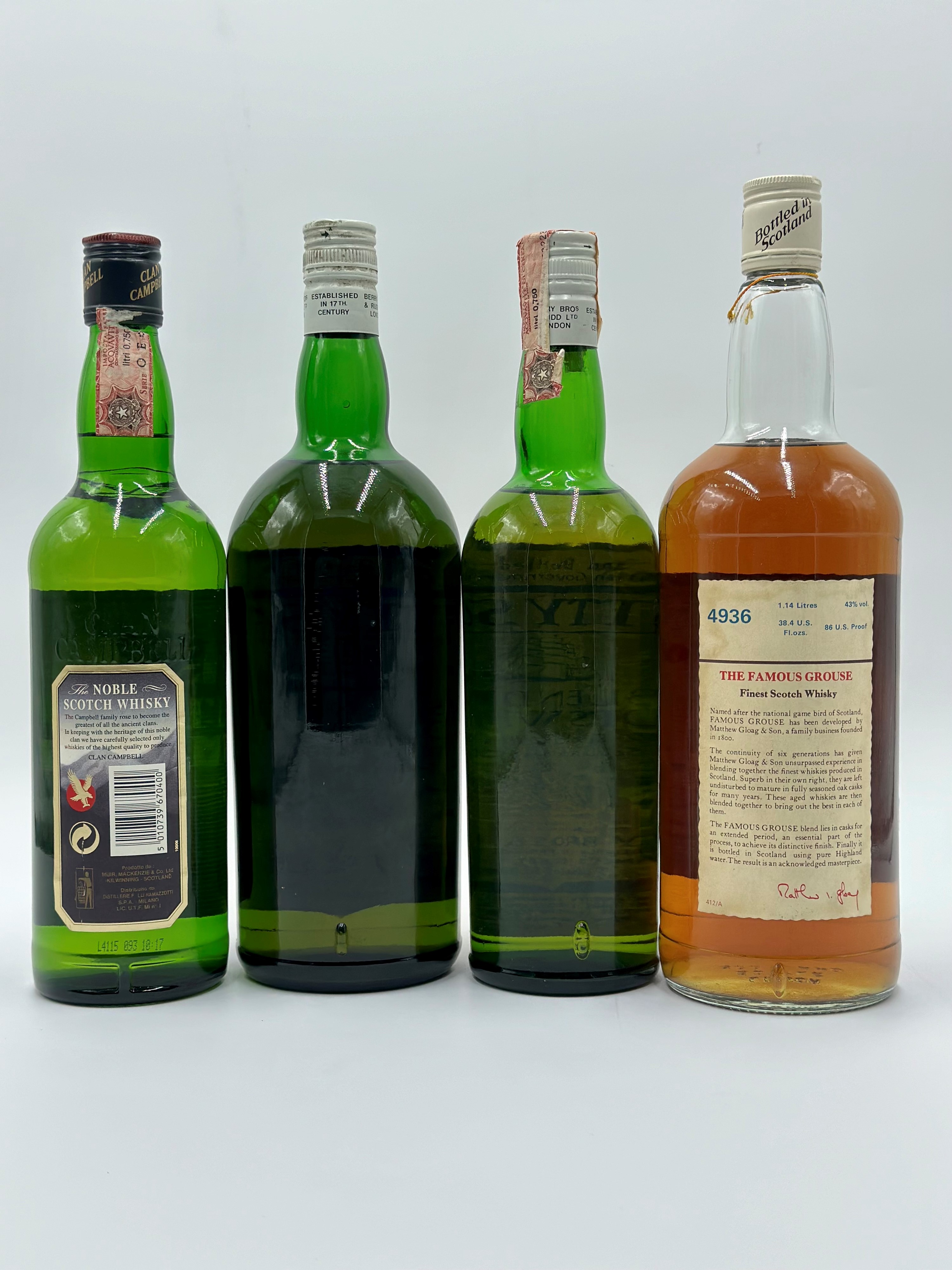 Clan Campbell Scotch Whisky - Cutty Sark - Famous Grouse Scotch Whisky