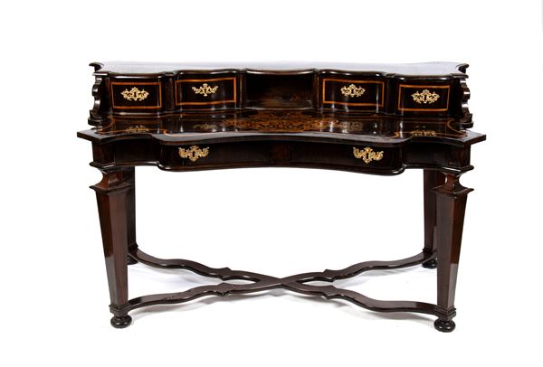 Italian inlaid wood San Filippo writing desk