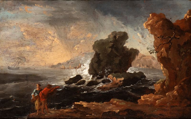 Alessio De Marchis - Paesaggio Costiero con Figure
