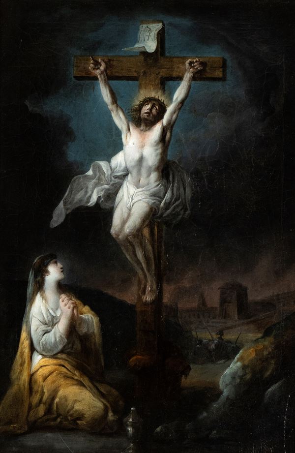 Artista attivo a Roma, fine XVIII - inizio XIX secolo - Crocifissione con Maria Maddalena