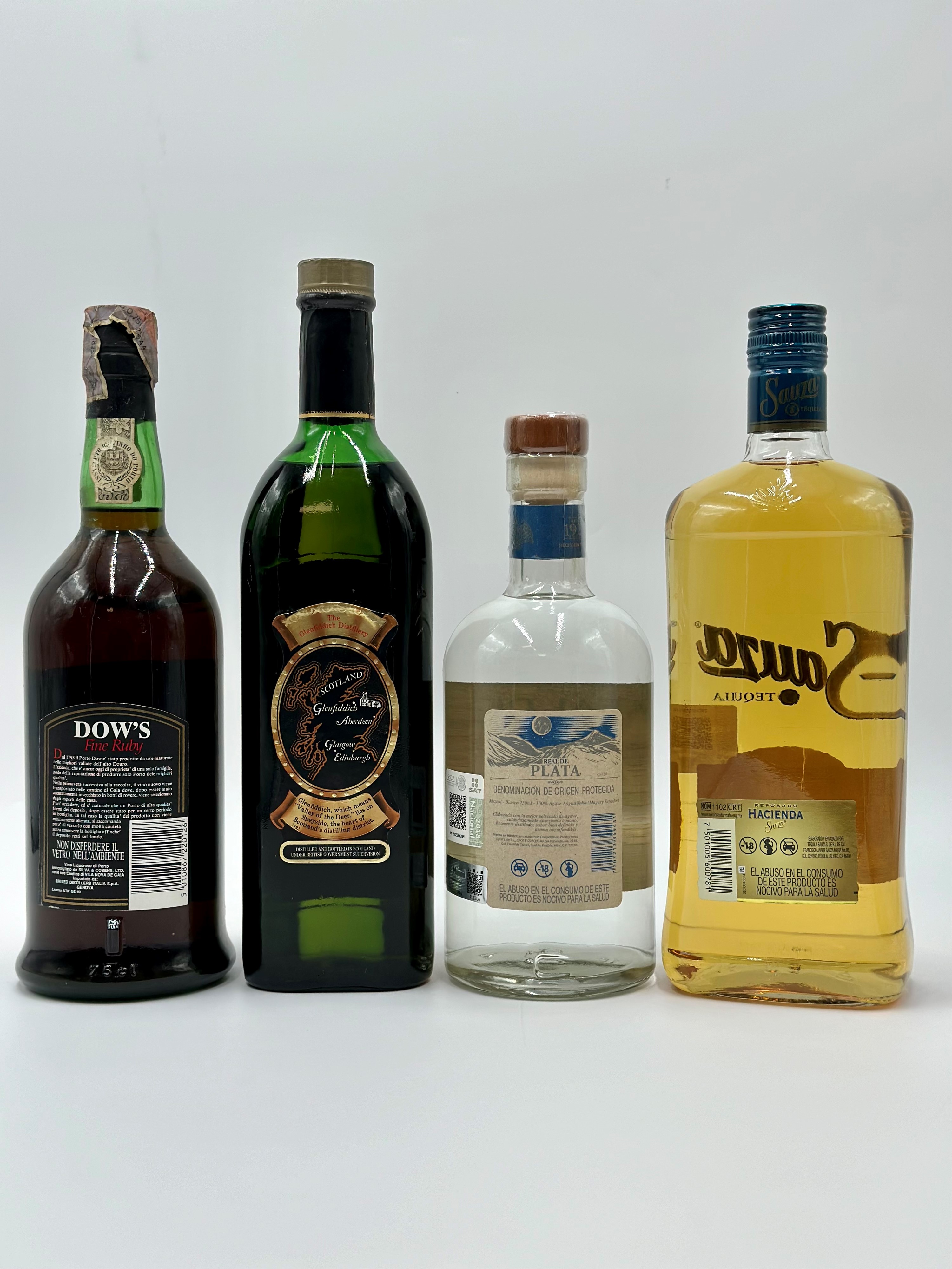 Dow's Port - Glenfiddich Whisky - Tequila Plata - Sauza Tequila
