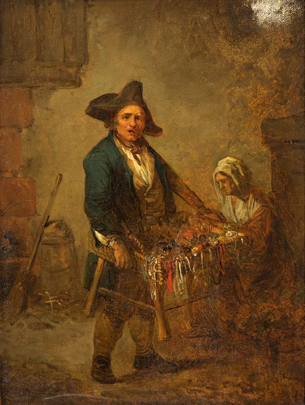 Artista francese, prima met&#224; XIX secolo - Venditore ambulante e popolana