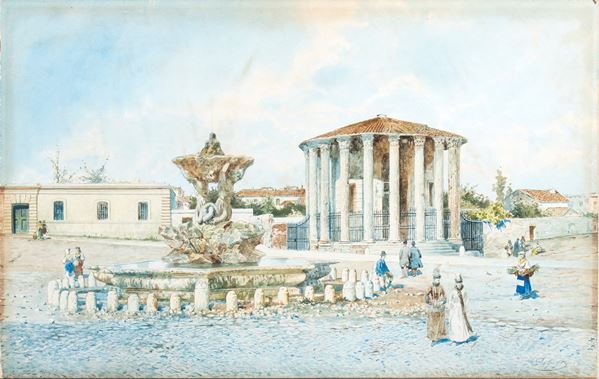 Adelchi De Grossi - The Temple of Ercole Vincitore at the Foro Boario