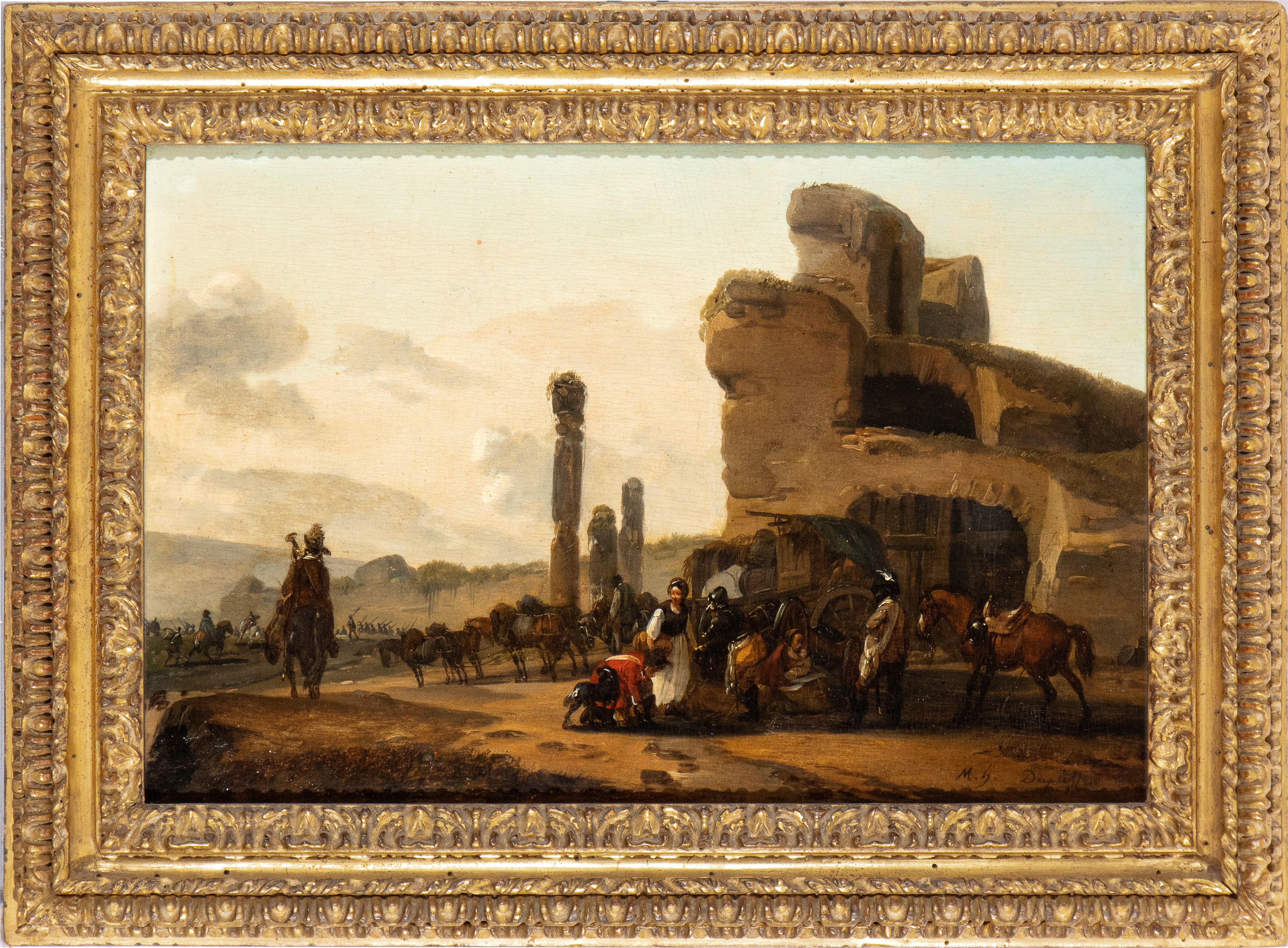 Claude Michel Hamon Duplessis - Sosta di Cavalleria Presso Rovine Romane
