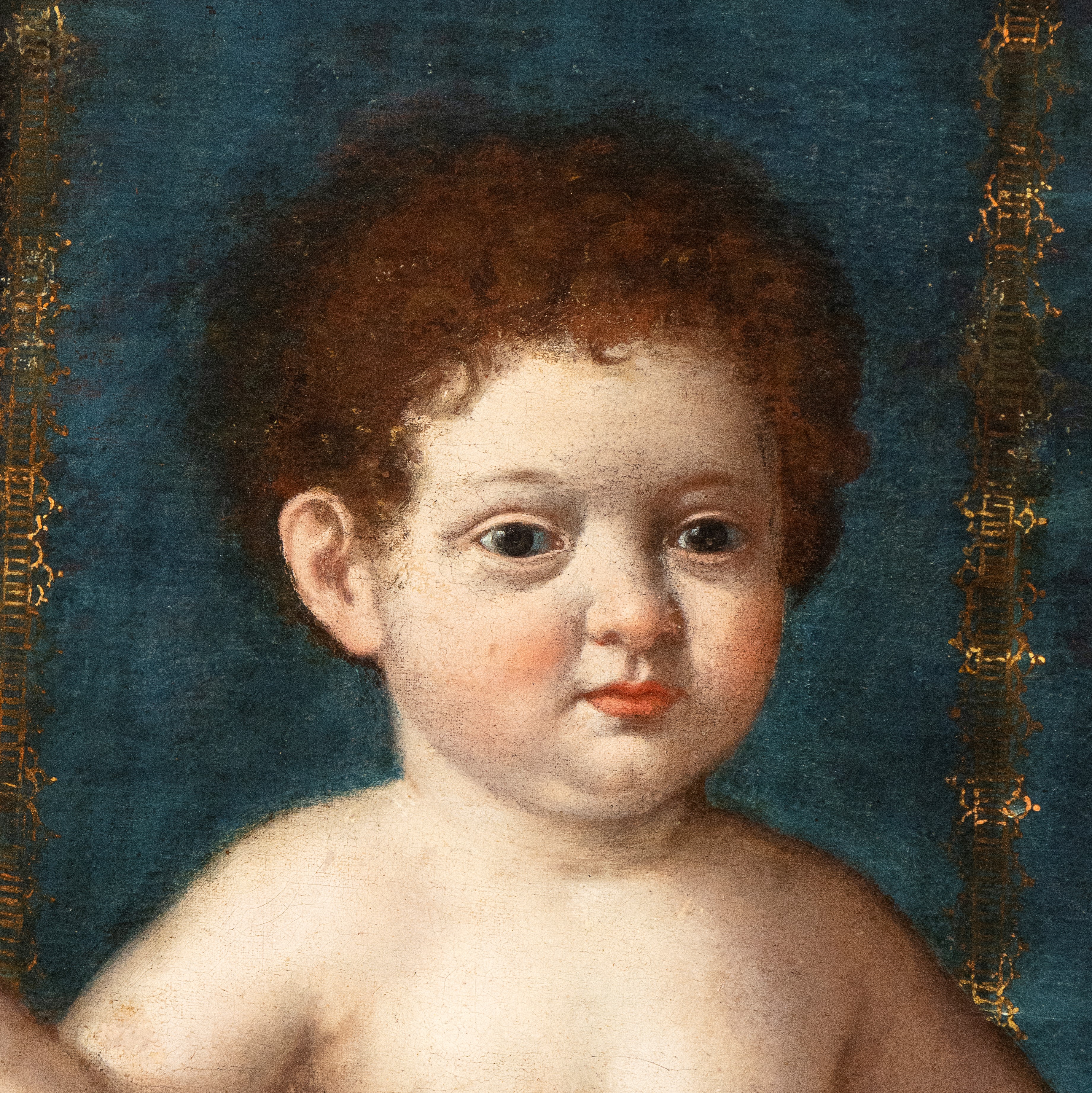 Artista Francese, XVII Secolo - Fanciullo con Nastro Rosso e Cardellino
