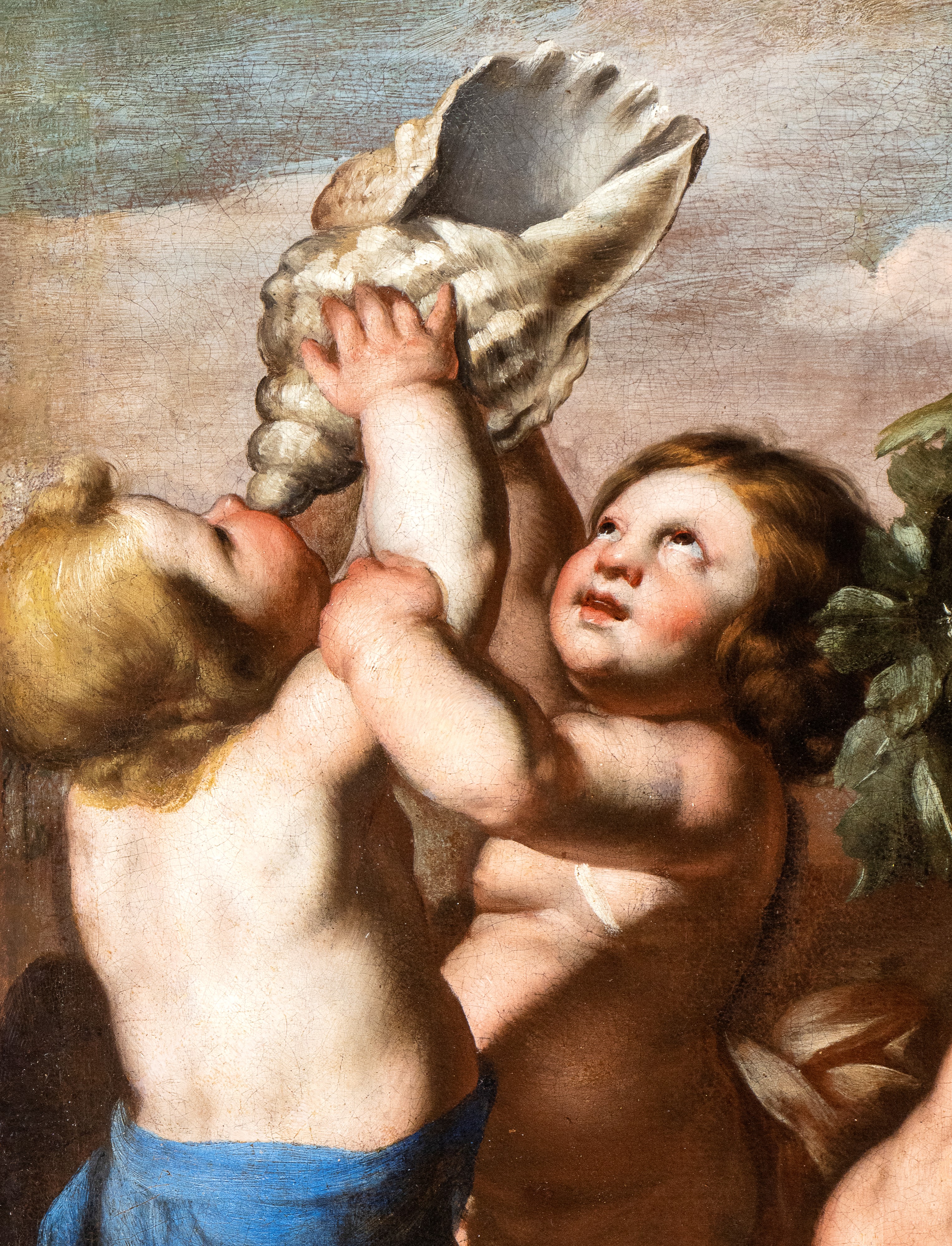 Artista Napoletano, XVII Secolo - Baccanale di Putti in un Paesaggio