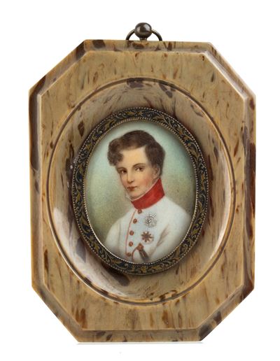 Miniatura Francese su Tartaruga con Ritratto di Napoleone II