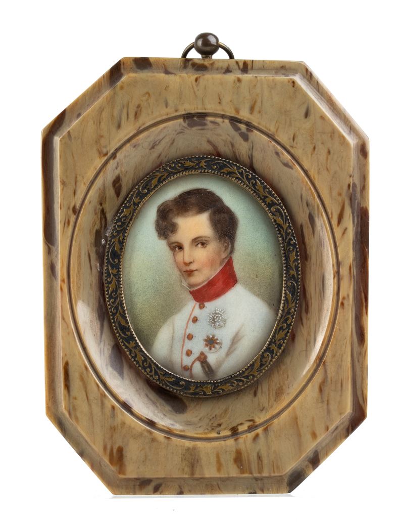 Miniatura Francese su Tartaruga con Ritratto di Napoleone II