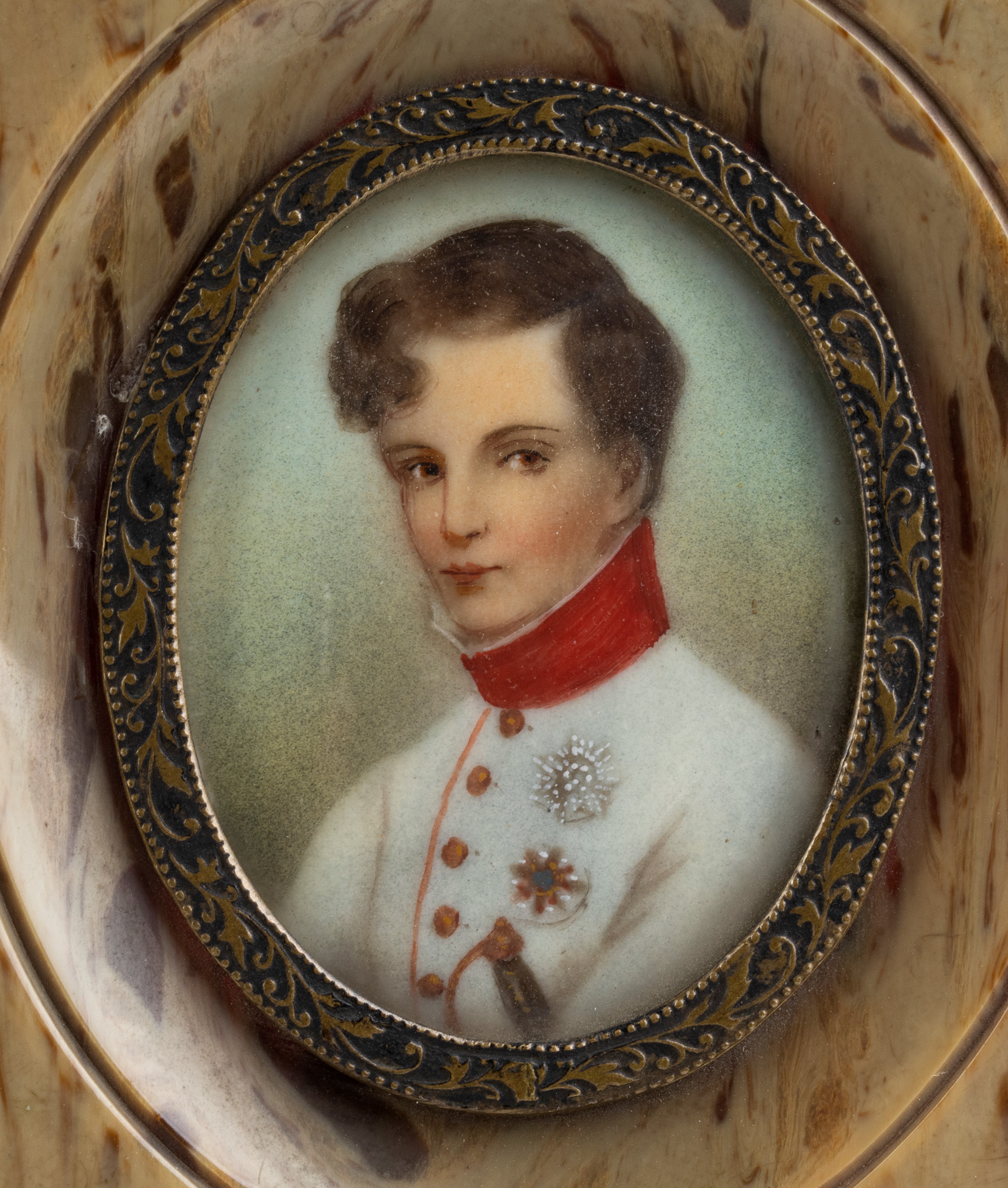 Miniatura Francese su Tartaruga con Ritratto di Napoleone II
