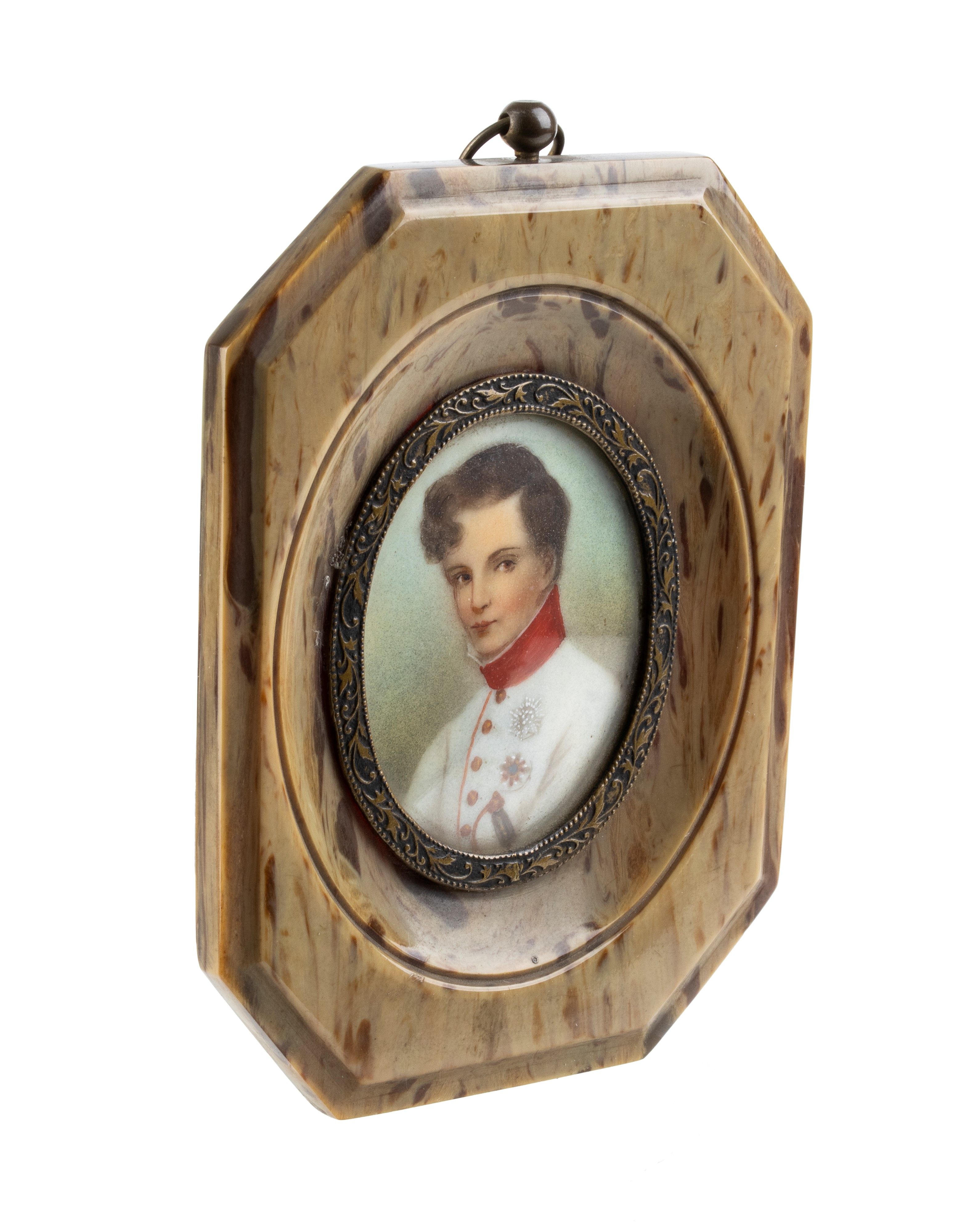 Miniatura Francese su Tartaruga con Ritratto di Napoleone II
