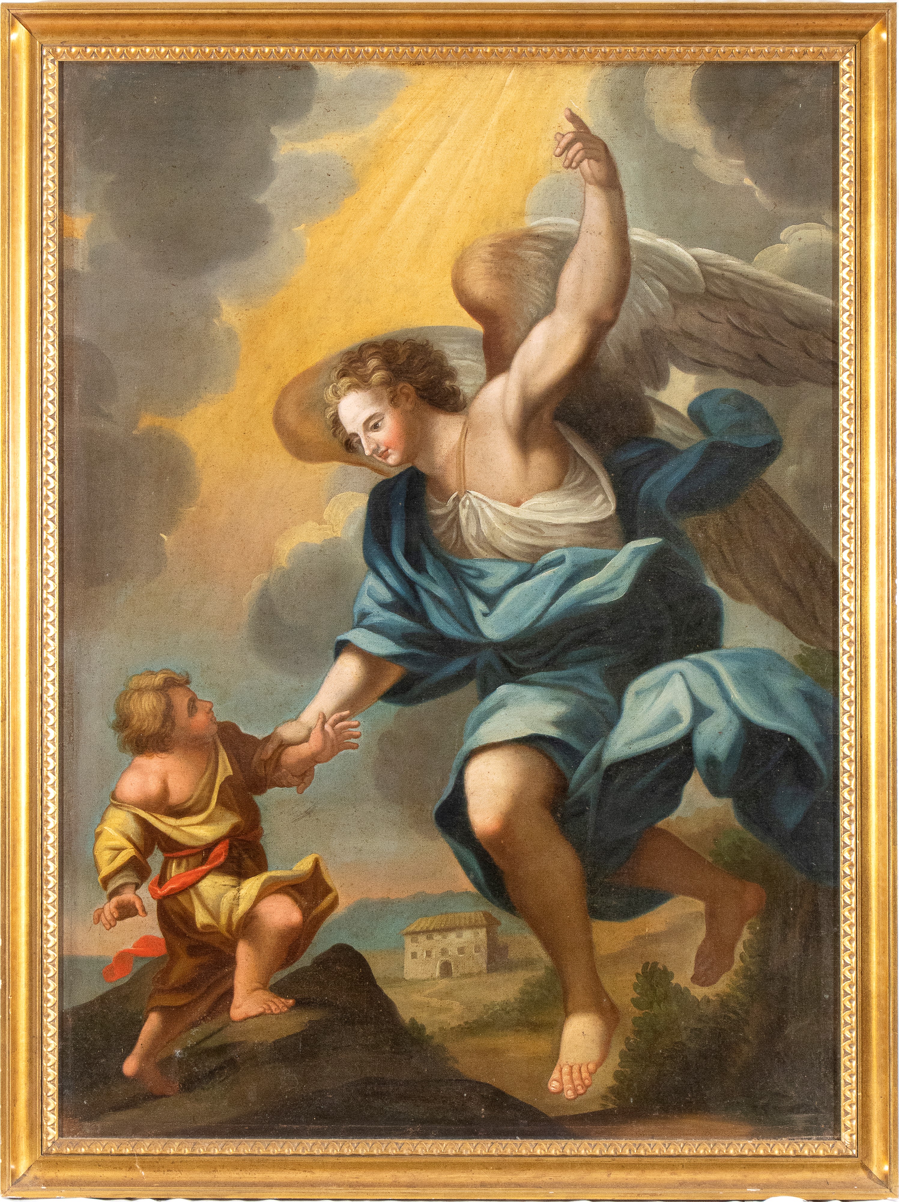 Scuola Napoletana, XVIII Secolo - Autore ignoto, L'angelo custode, olio su tela
