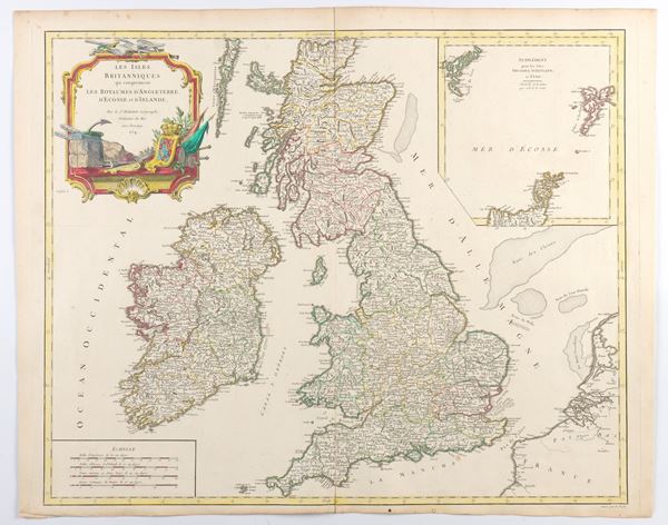 Robert de Vaugondy - Les Isles Britanniques : qui comprennent les Royaumes d'Angleterre, d'Ecosse et d'Irlande