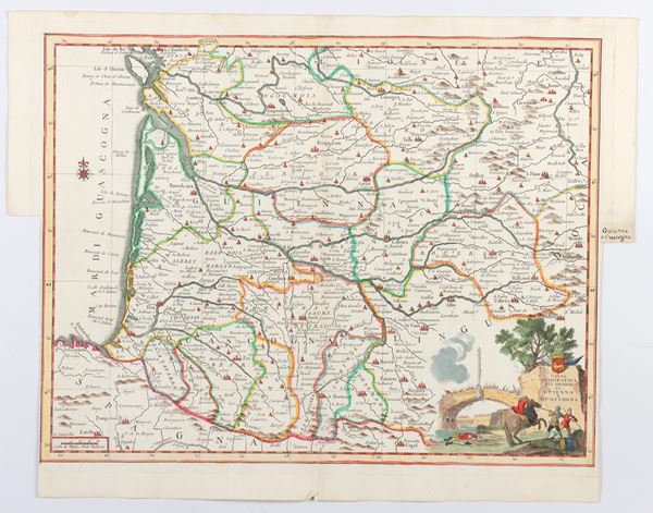 Giovambattista Albrizzi - Carta Geografica Del Governo Di Guienna e Guascogna