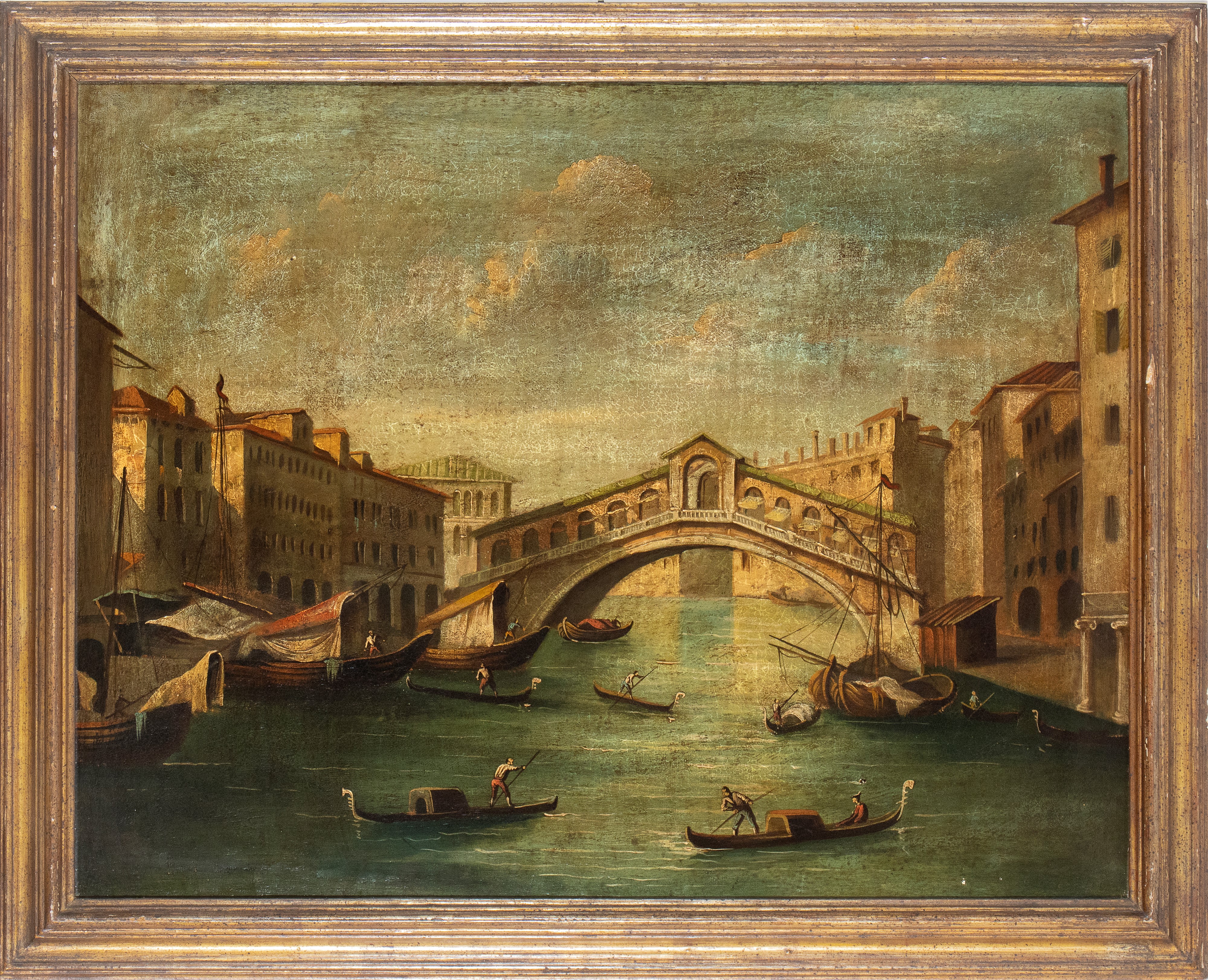 Scuola Veneta, XIX-XX Secolo - Veduta del Canal Grande con il Ponte di Rialto