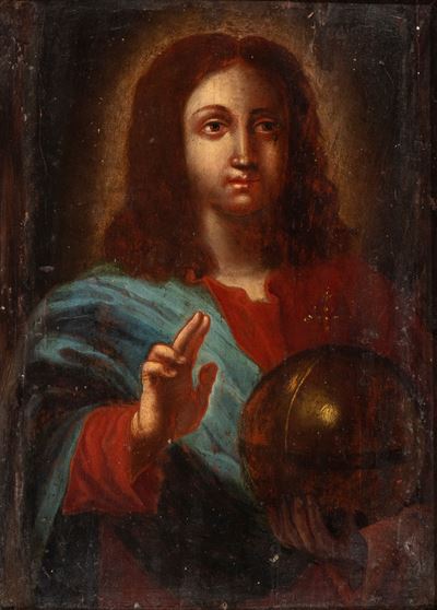 Attribuito a Leonardo da Vinci, Salvator Mundi, olio su tavola
