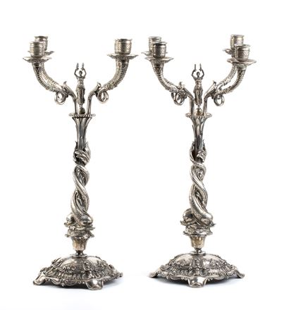 Coppia di Candelabri Tedeschi in Argento