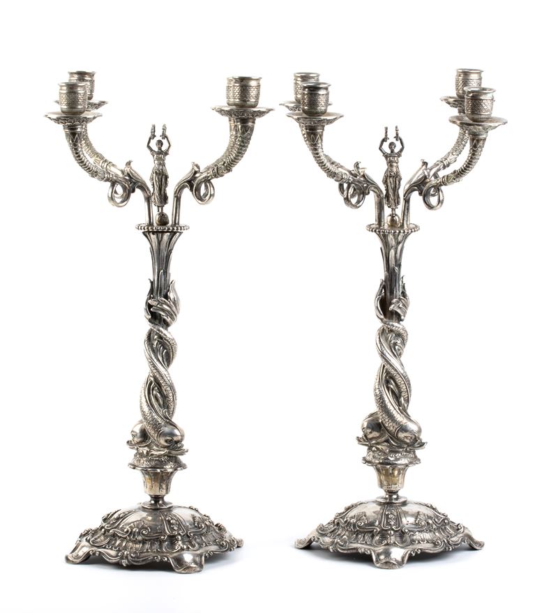 Coppia di Candelabri Tedeschi in Argento