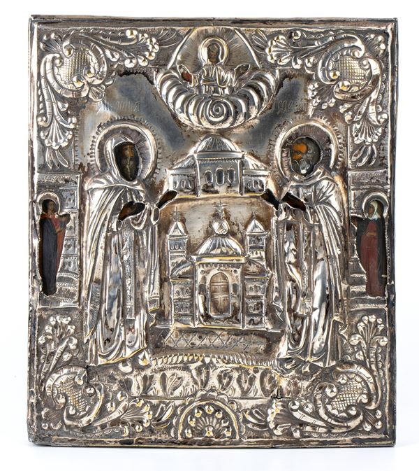 Russian icon with saints
