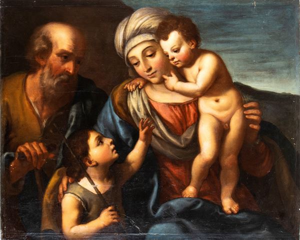 Artista emiliano, prima met&#224; XVII secolo - The Holy Family with Saint John 