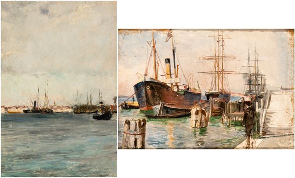 SCIPIONE VANNUTELLI - Lots of two seascape with boats
