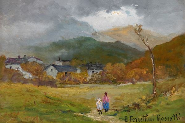 EMILIA FERRETTINI ROSSOTTI - Countryside view with characters 