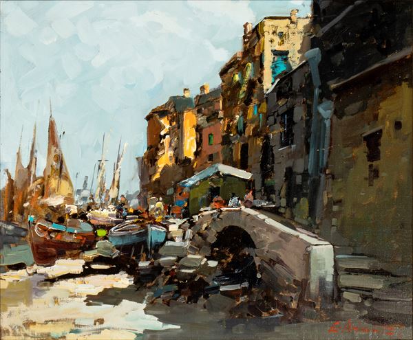 EZELINO BRIANTE - Harbour with ships