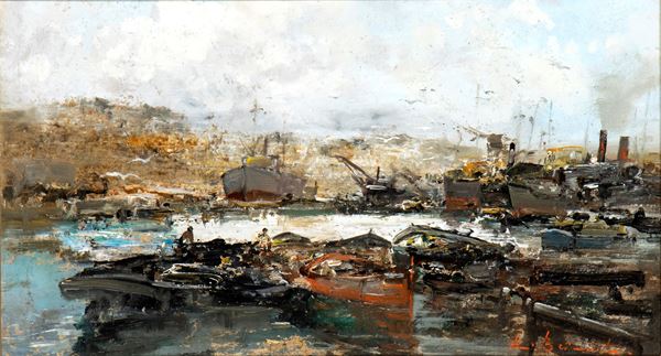 EZELINO BRIANTE - Harbour with ships 