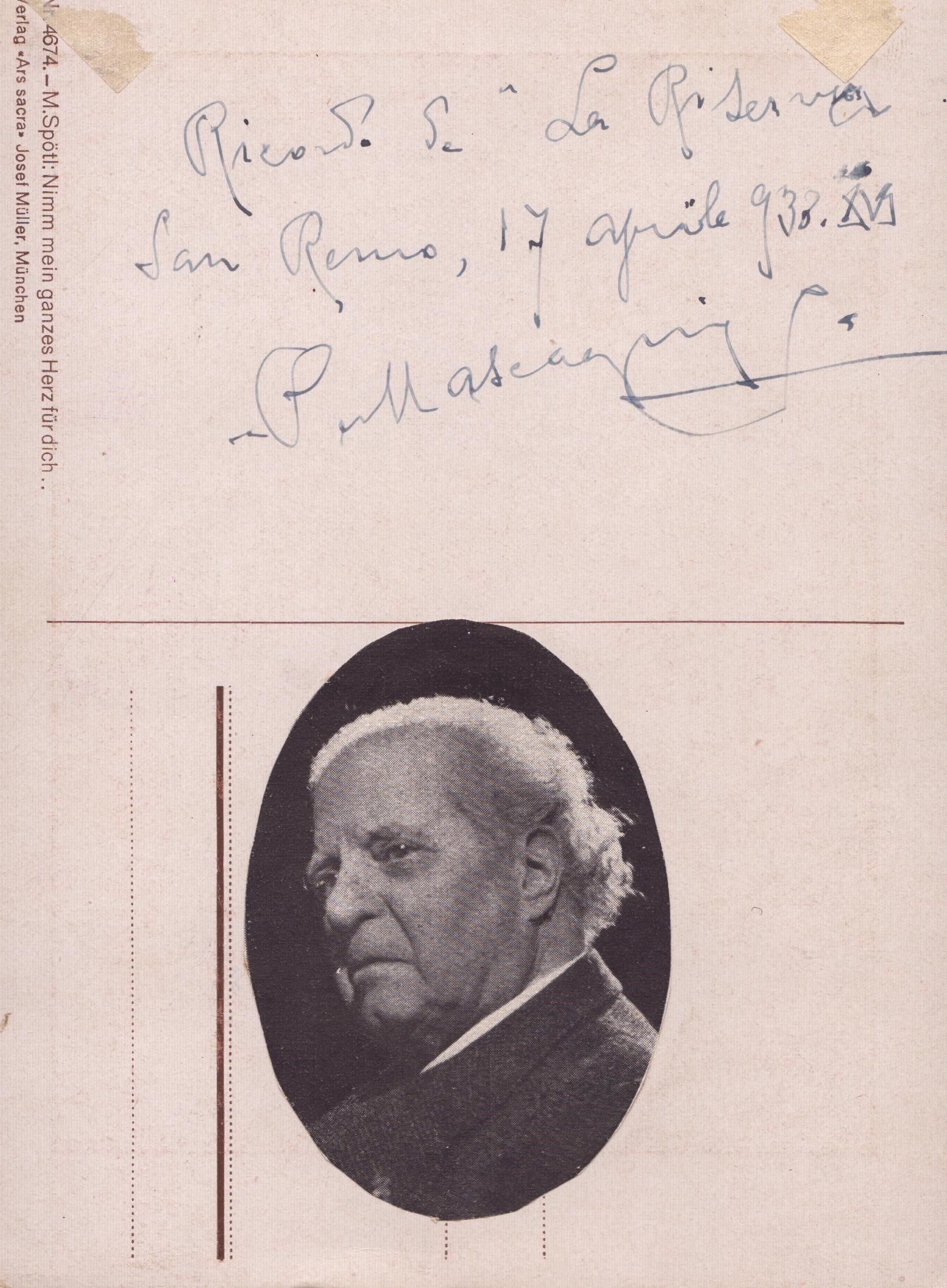 Cartolina con Dedica e Firma Mascagni