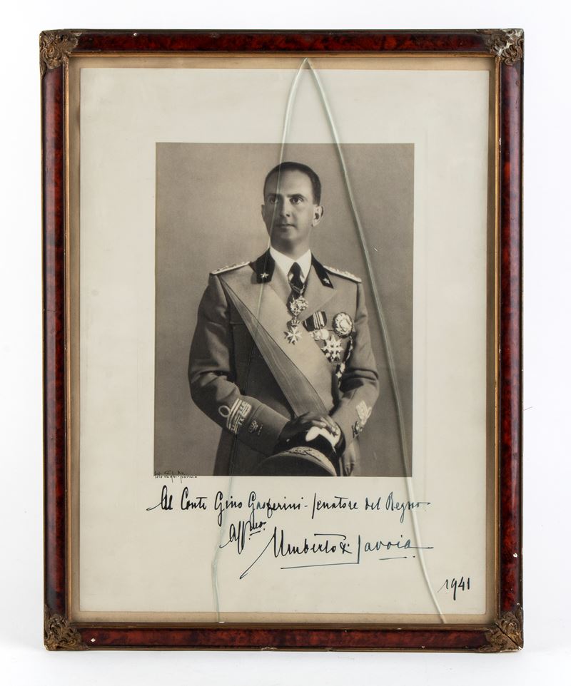Foto con Dedica e Autografo di Umberto di Savoia