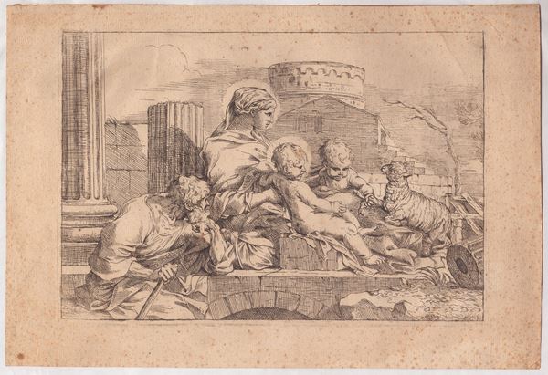 S&#233;bastien Bourdon - The Holy Family with the infant Saint John