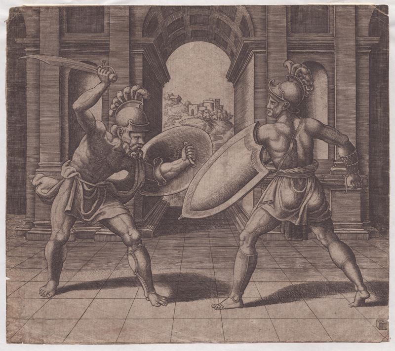 Maestro del Dado (1530-1560 Fl.) - Due Gladiatori che Combattono
