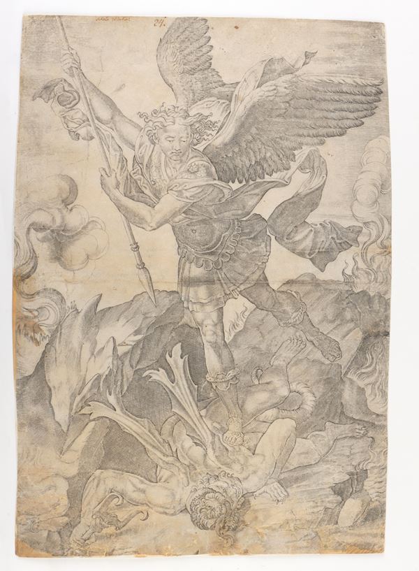 Nicolas Beatrizet - Saint Michael defeats Satan