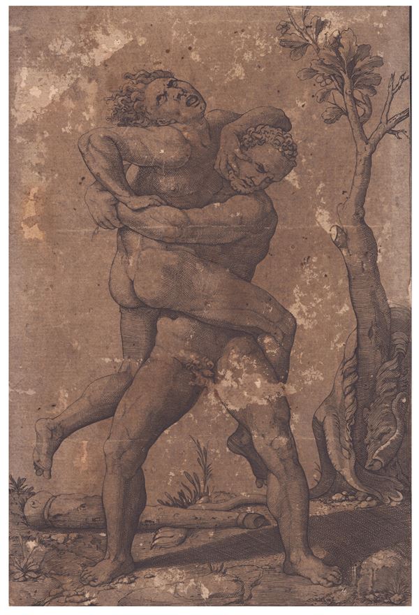 Giovan Battista Scultori - Hercules and Antaeus