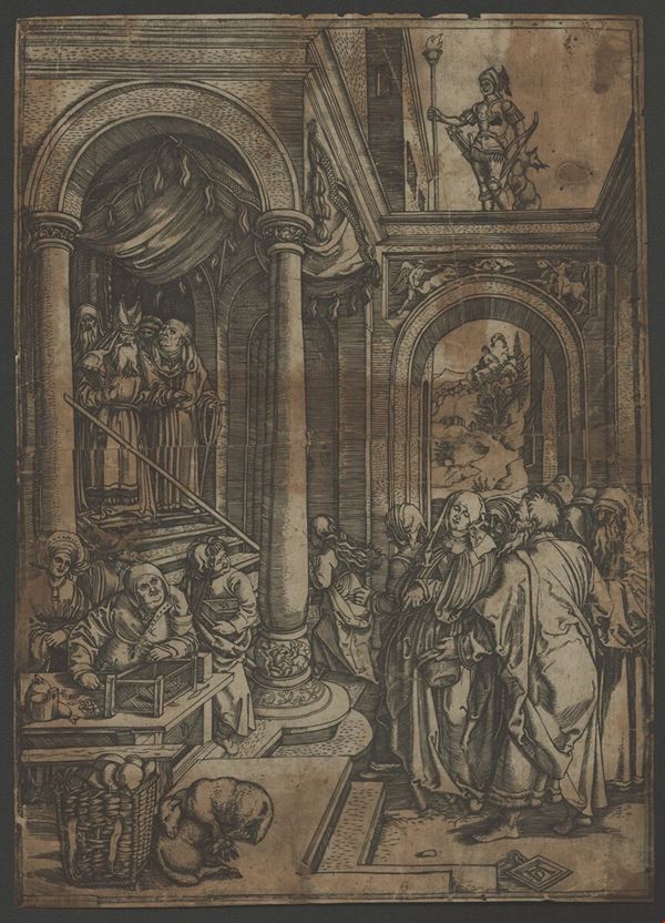 Marcantonio Raimondi,Albrecht D&#252;rer - La presentazione della Madonna al tempio