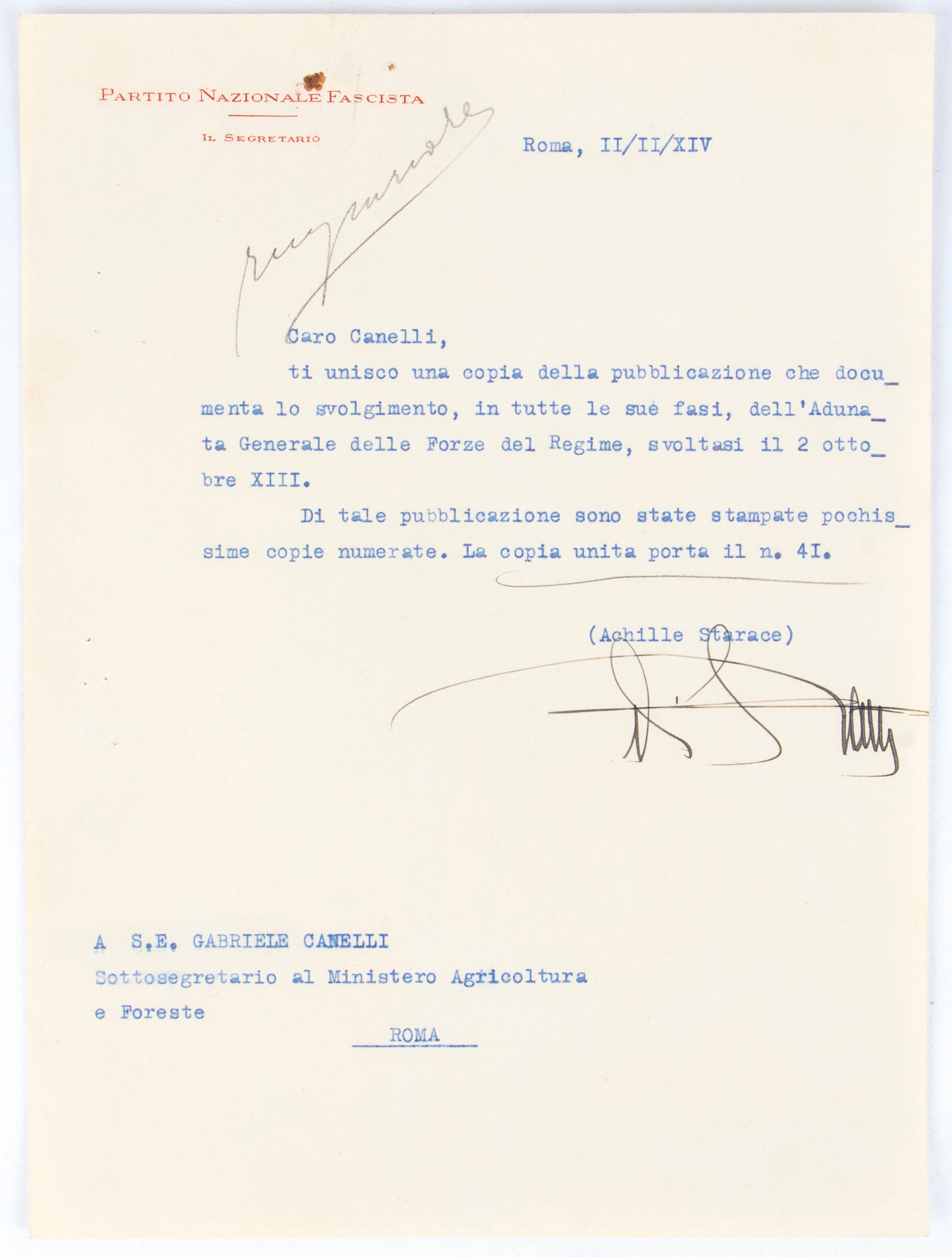 Starace, Achille (sannicola, 18 Agosto 1889 – Milano, 29 Aprile 1945)