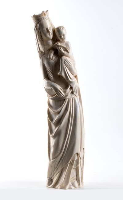 Scultura in Avorio Raffigurante Madonna con Bambino - Francia Settentrionale