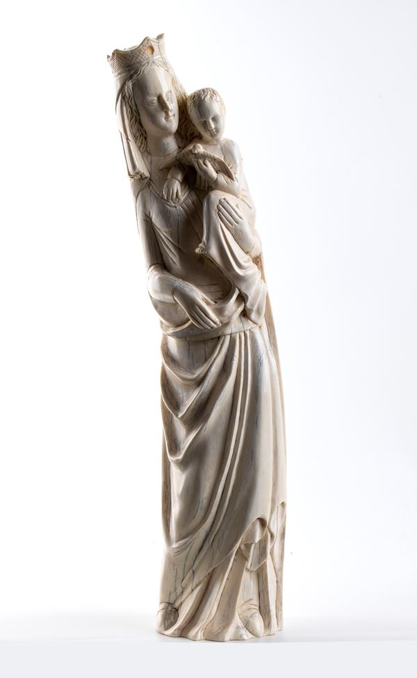 Ivory carving depicting Madonna and Child - Northern France