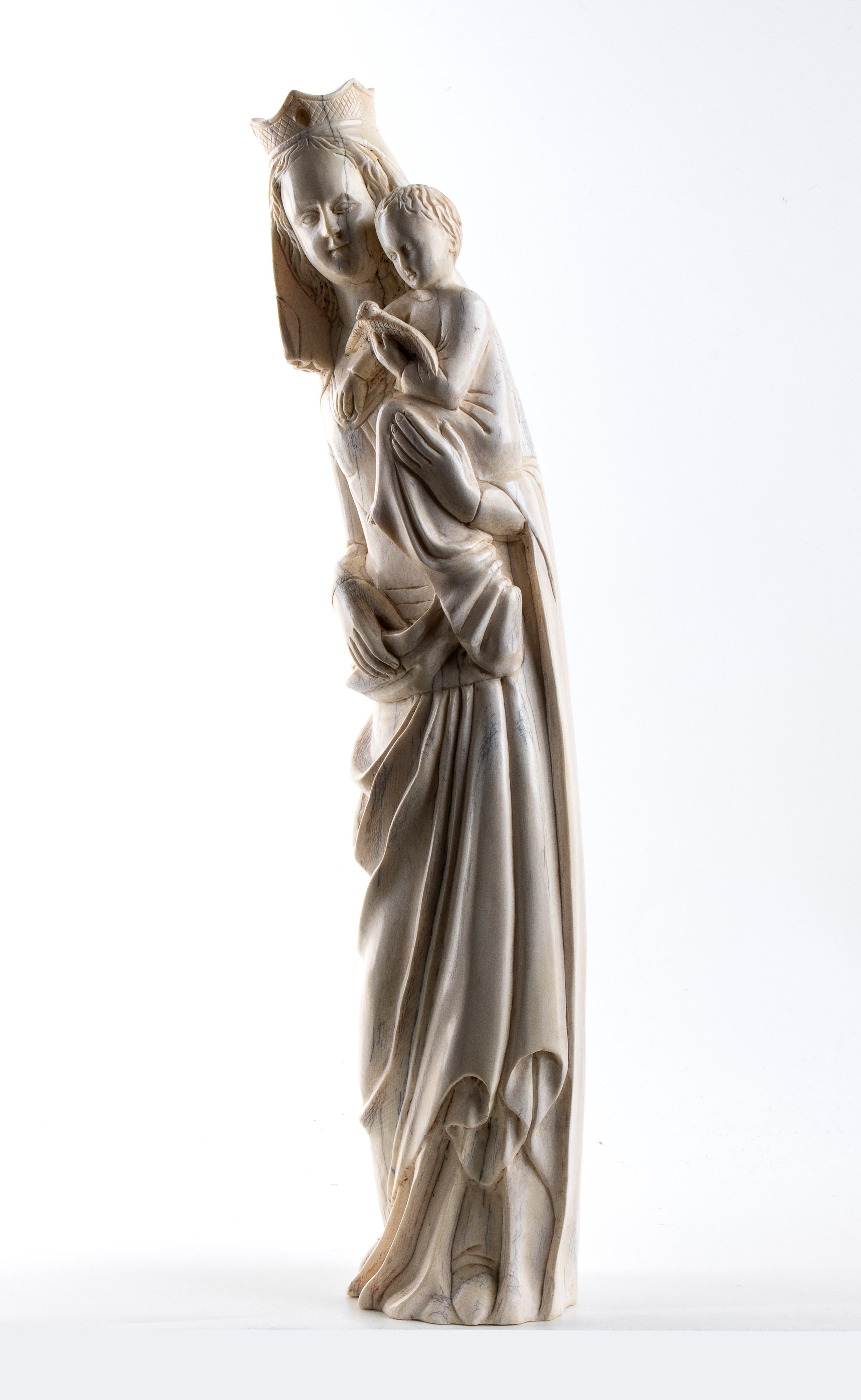 Scultura in Avorio Raffigurante Madonna con Bambino - Francia Settentrionale