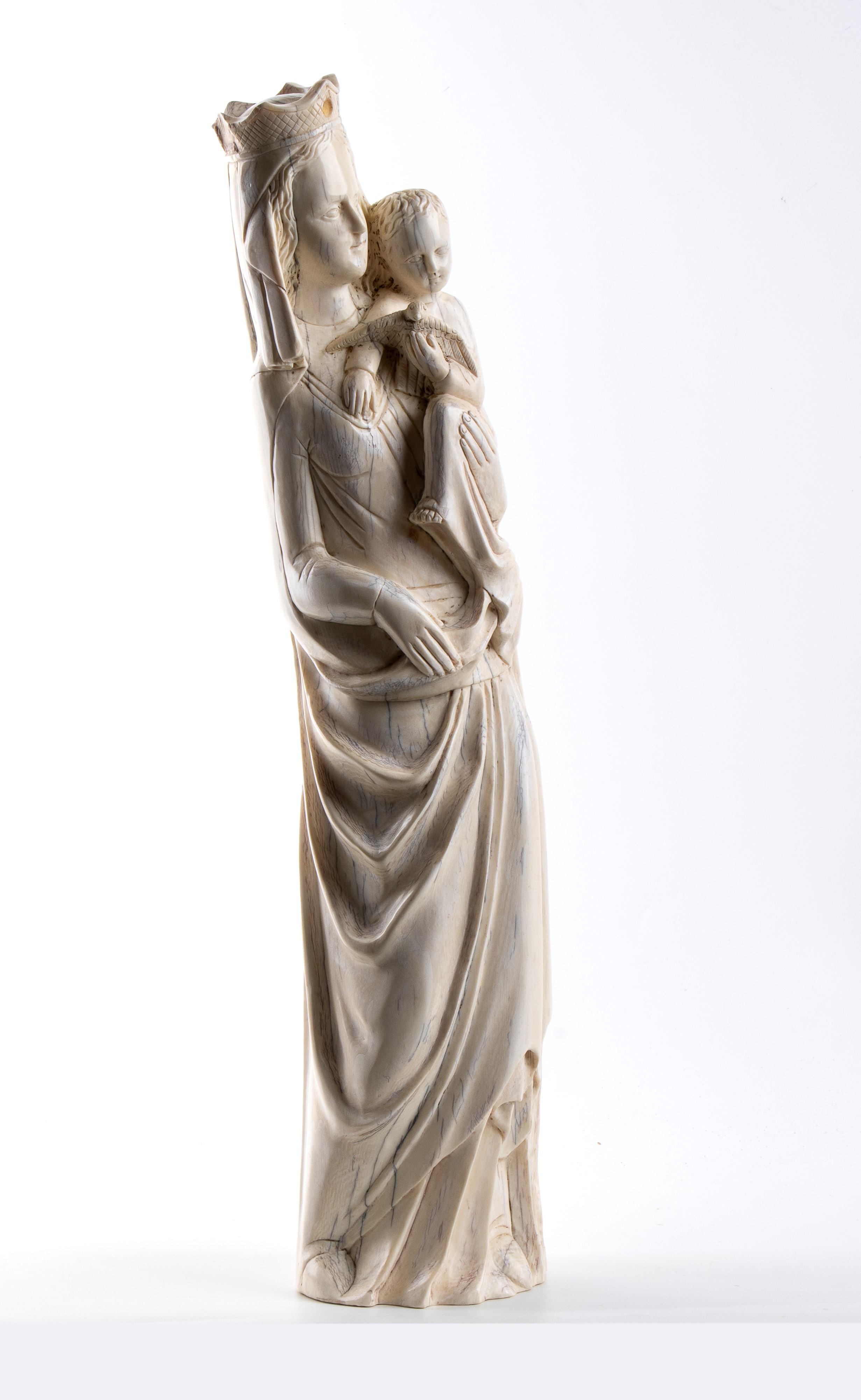 Scultura in Avorio Raffigurante Madonna con Bambino - Francia Settentrionale