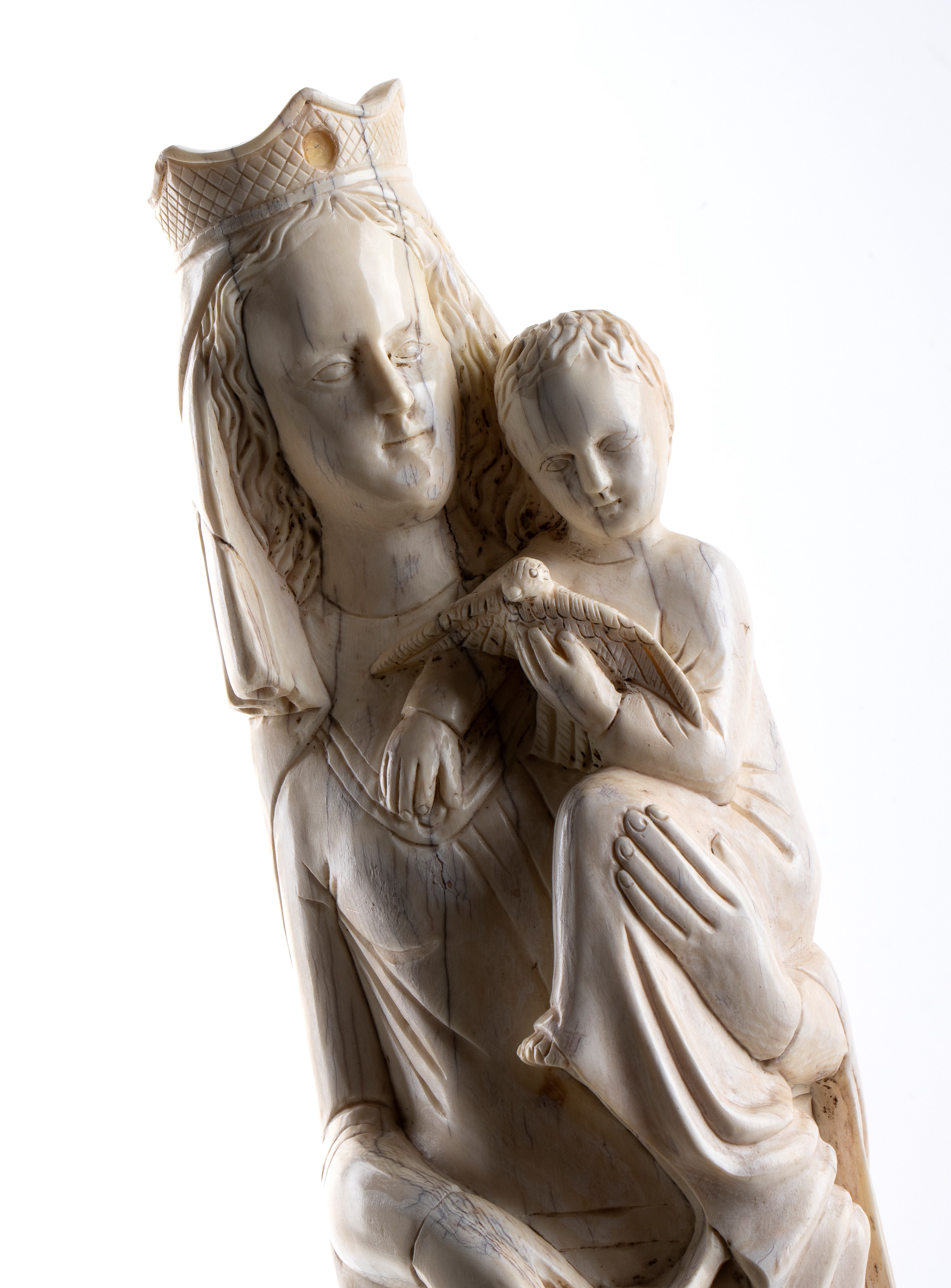 Scultura in Avorio Raffigurante Madonna con Bambino - Francia Settentrionale