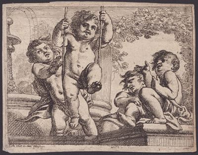 Quattro Putti Nudi con Altalena