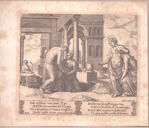 Maestro del Dado (1530-1560 fl.) : Venere e Psiche  - Asta Disegni, Stampe e Carte Geografiche dal XVI al XIX secolo - Bertolami Fine Art - Casa d'Aste
