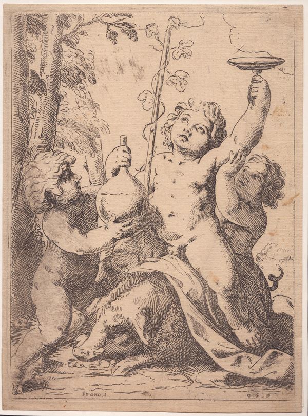Girolamo Scarsello - Bacchanal with three putti