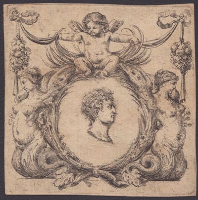 Testa di Imperatore Romano in Cartouche