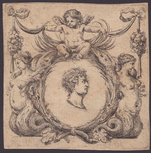 Mauro Tesi - Head of a Roman emperor in cartouche