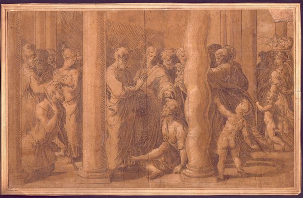 Girolamo Francesco Maria Mazzola detto il Parmigianino - Pietro e Giovanni guariscono gli infermi presso la porta del tempio