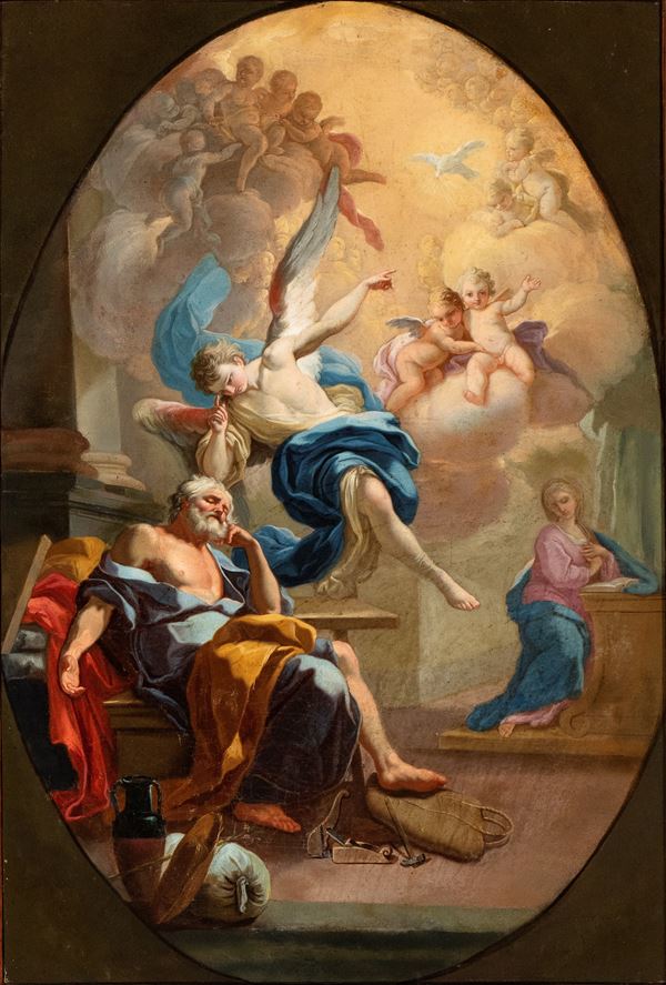 Artista napoletano, prima met&#224; XVIII secolo - Saint Joseph visited by the angel