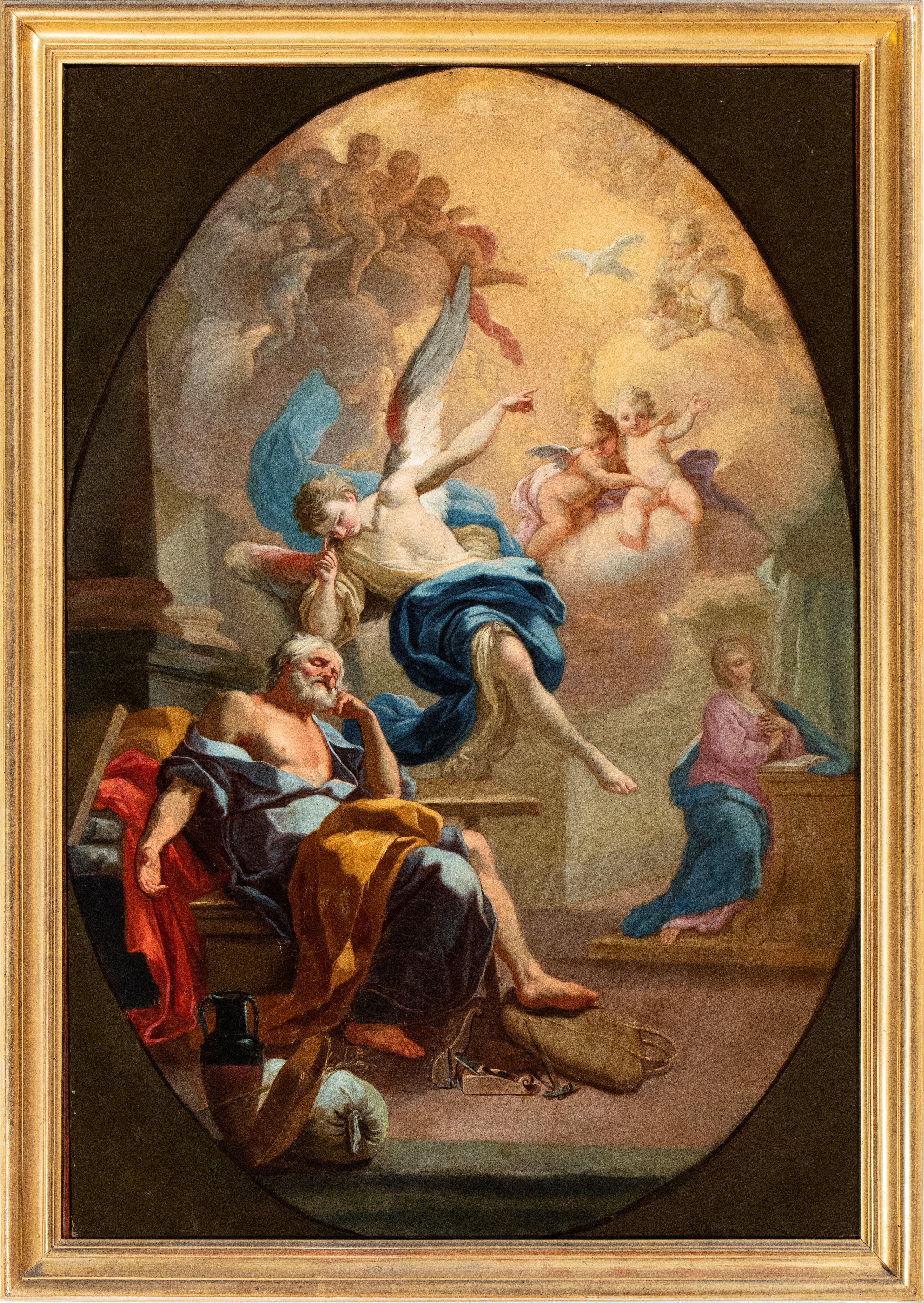 Artista Napoletano, Prima Metà XVIII Secolo - San Giuseppe Visitato Dall'angelo